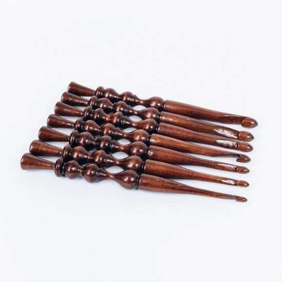 Rosewood Crochet Hooks with leather bag Set of 7 | Wooden Crochet Hooks | Crochet Hook | Antique Crochet Hooks 