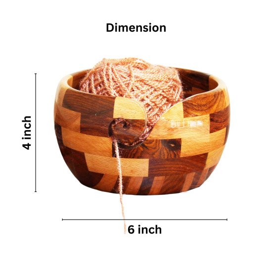 Handmade Wooden Yarn Bowl for Knitting Crochet Accessory