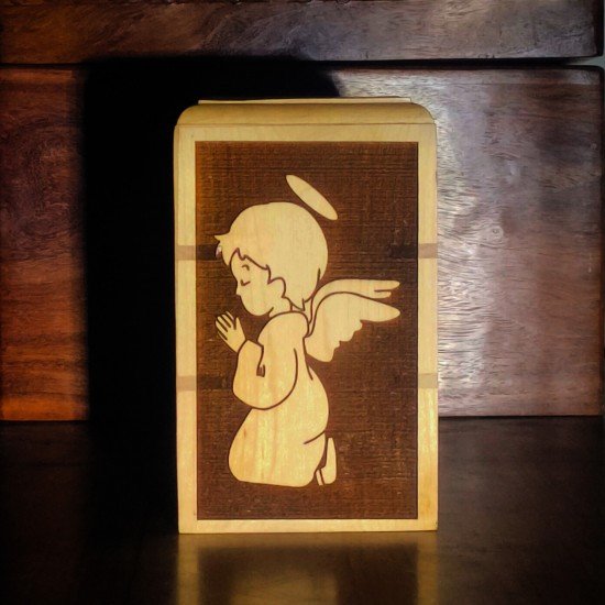 Handmade Wooden Angel Baby Urn