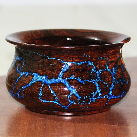 Lichtenberg Figure & Resin Wooden Yarn Bowl for Knitting and Crocheting, Yarn Storage Bowl - Handcrafted with Love 