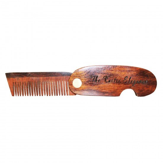 Folding Wooden Comb - Men's Hair, Beard and Mustache Styling Comb - Pocket Sized Rosewood Comb for Everyday Grooming, Use Dry or with Balms and Oils 