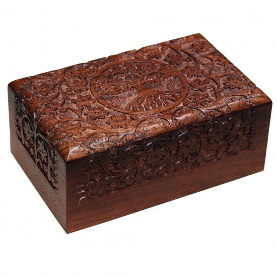 Tree of Life - Handmade Rosewood Urn Box | Beautiful Hardwood Funeral Cremation Ash Urn Memorial Box