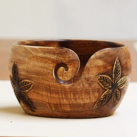 Antique Handmade Beautiful Wooden Yarn Bowl - Preventing Slipping and  Tangles, Handmade Knitting Bowl, Gift for Knitting