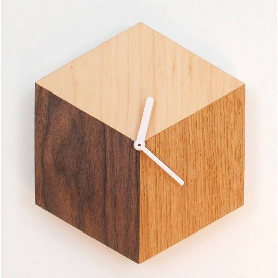 Hexagon shape Wooden Wall Clock in multiwood, Analogue Wall Clock, Gift for Wedding, Anniversary, Birthday etc