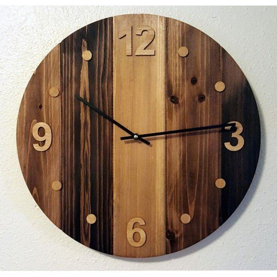 Handmade Rustic Style Wooden Wall Clock - Antique Analogue Wall Clock, Gift for Wedding, Anniversary, Birthday etc