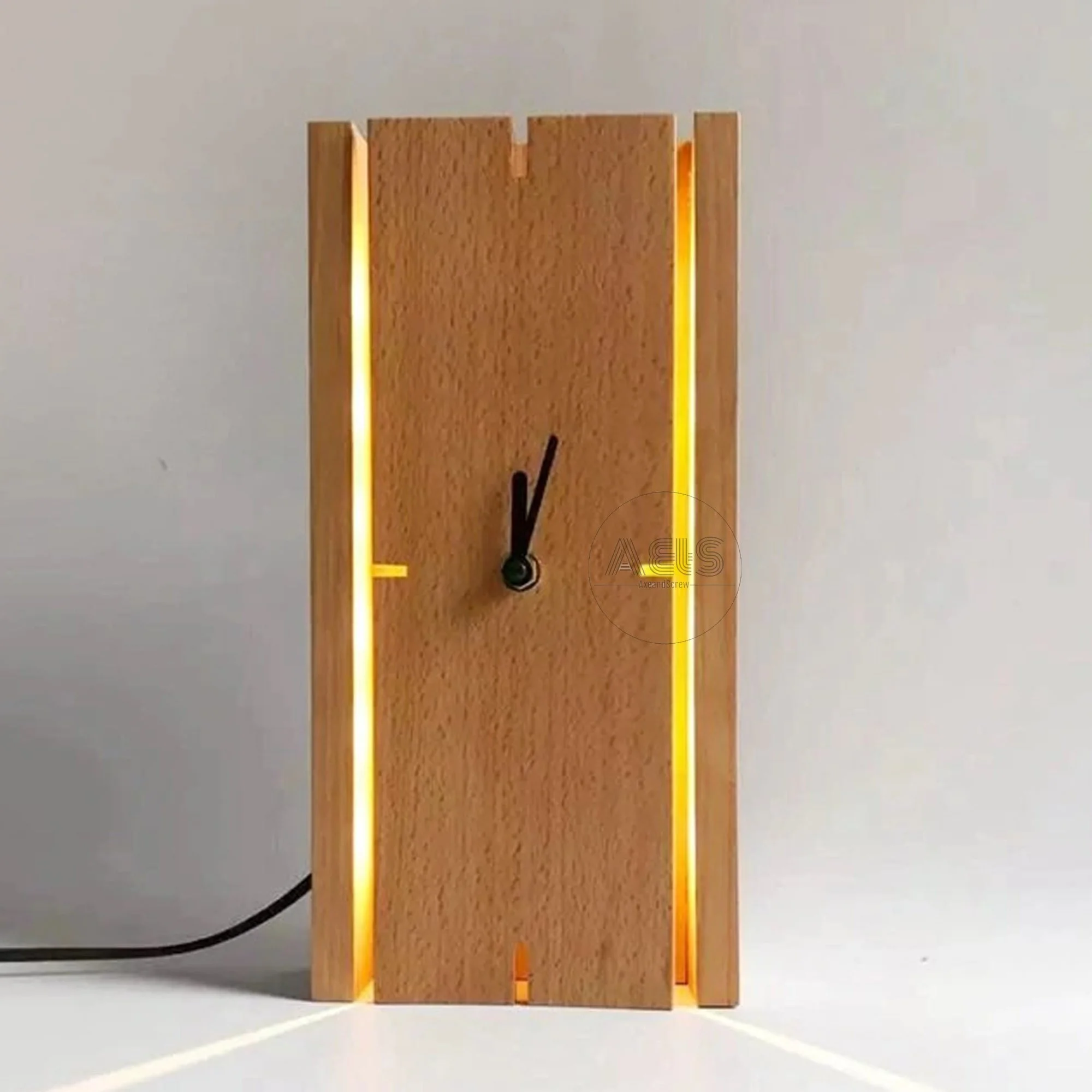 Handmade Wooden Wall Clock with LED - Wooden Night Lamp, Gift for Wedding,  Anniversary, Birthday etc