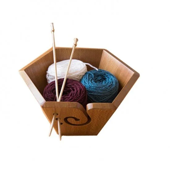 Gifts for Knitters Wooden Yarn Box With Lid Wood Yarn Bowl Crochet